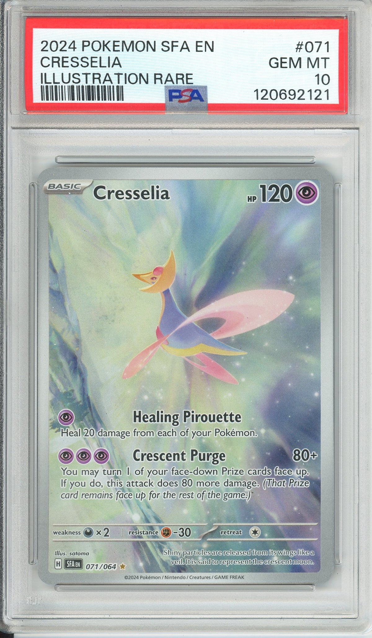 Pokemon Graded: Cresselia 71/64 Shrouded Fable (2024) Holo PSA 10