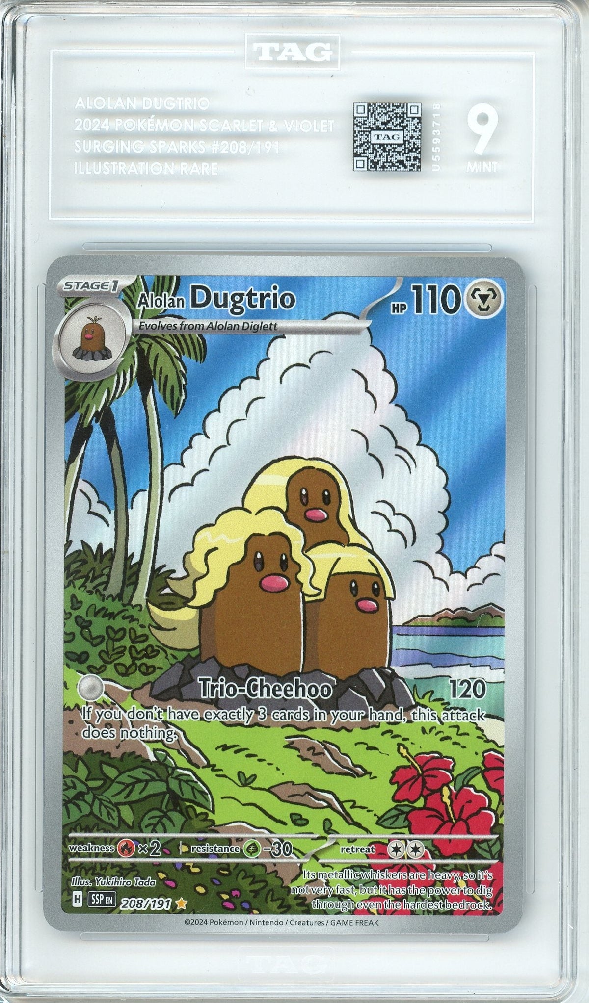 Pokemon Graded: Alolan Dugtrio 208/209 Surging Sparks (2024) IR Holo Tag 9