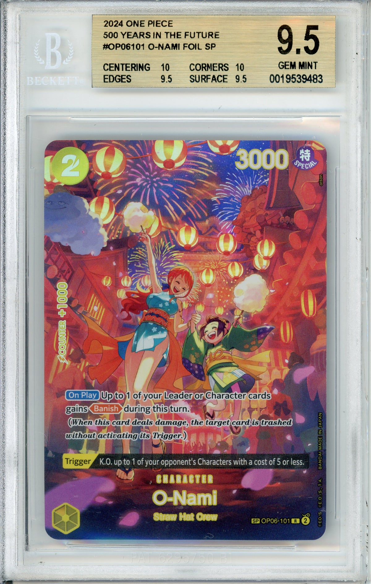 One Piece Graded: O-Nami OP06-101 500 Years In The Future Beckett 9.5