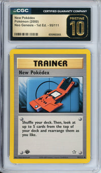 Pokemon Graded: New Pokedex 1st Edition 95/111 Neo Genesis (2000) CGC Pristine 10