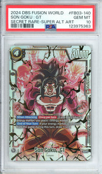 Dragon Ball Graded: Son Goku : GT FB03-140 Dragon Ball Fusion World Raging Roar (2024) Super Rare Alt Art PSA 10