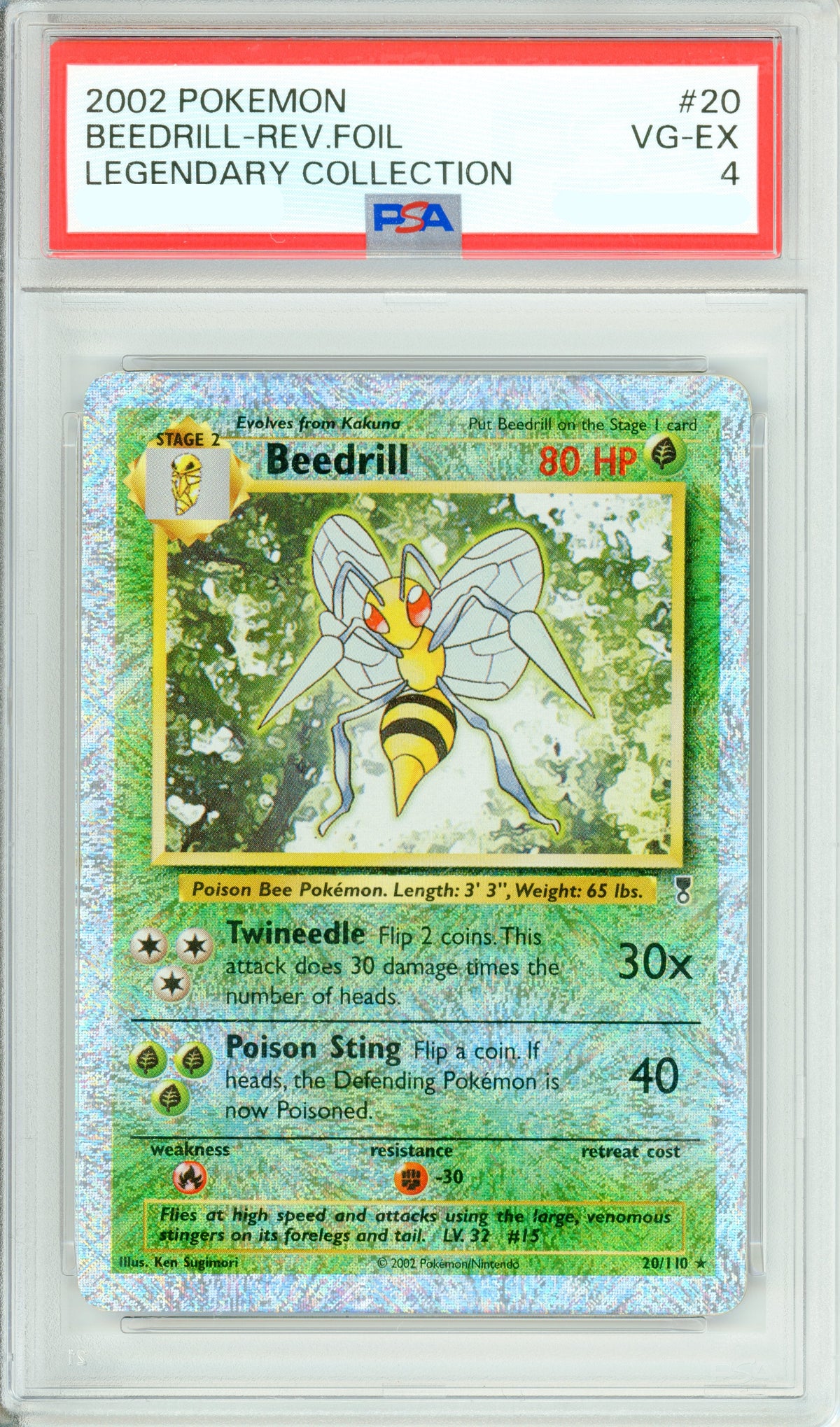 Pokemon Graded: Beedrill 20/110 Legendary Collection (2002) Reverse Foil PSA 4