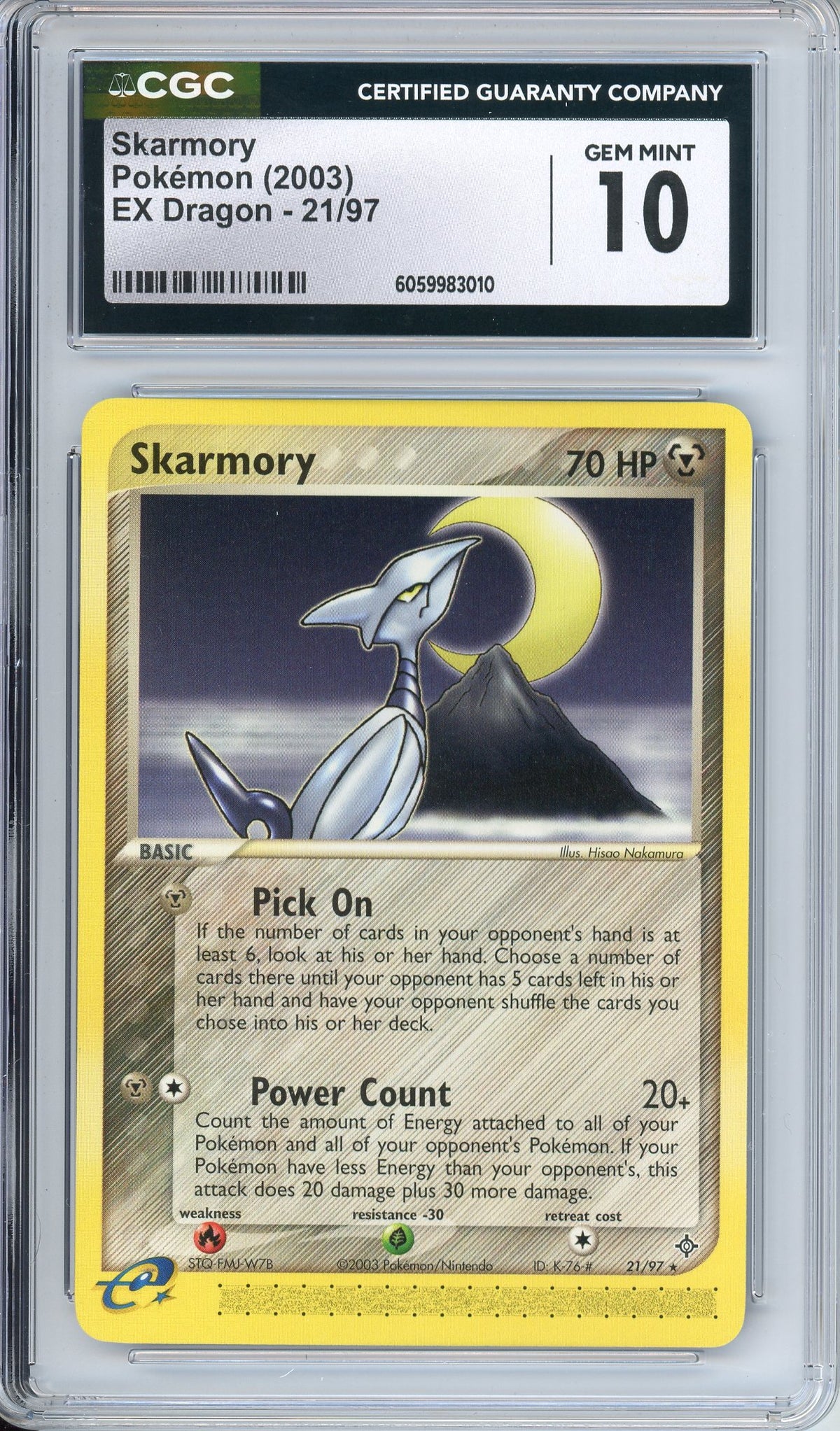 Pokemon Graded: Skarmory 21/97 EX Dragon (2003) CGC 10