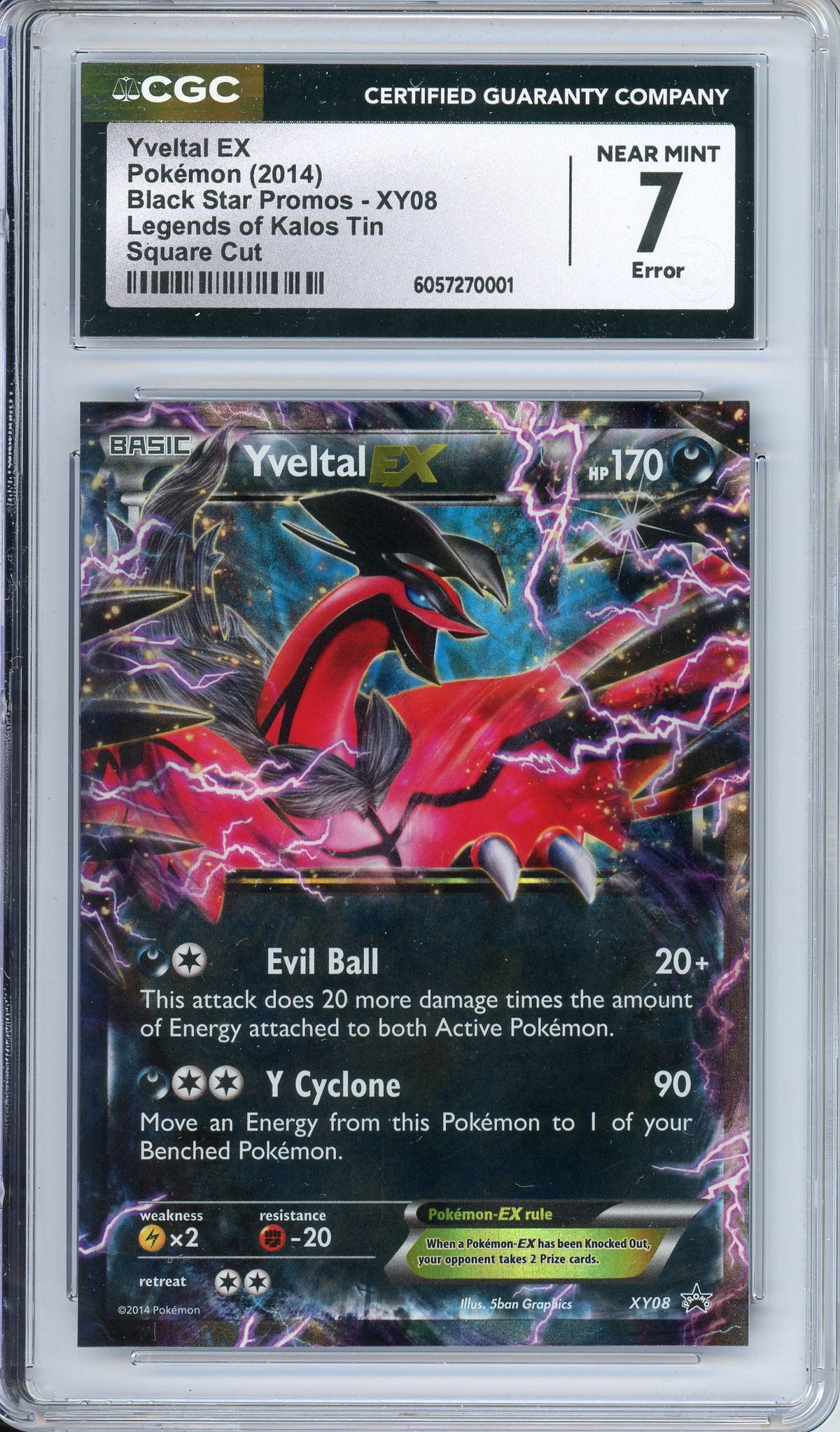 Pokemon Graded: Yvetal EX #XY08 Legends of Kalos Tin Promo (2015) Error Square Cut CGC 7