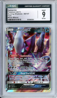 Pokemon Graded: Darkrai GX 88/147 Burning Shadows (2017) Holo Minor Miscut Error CGC 9
