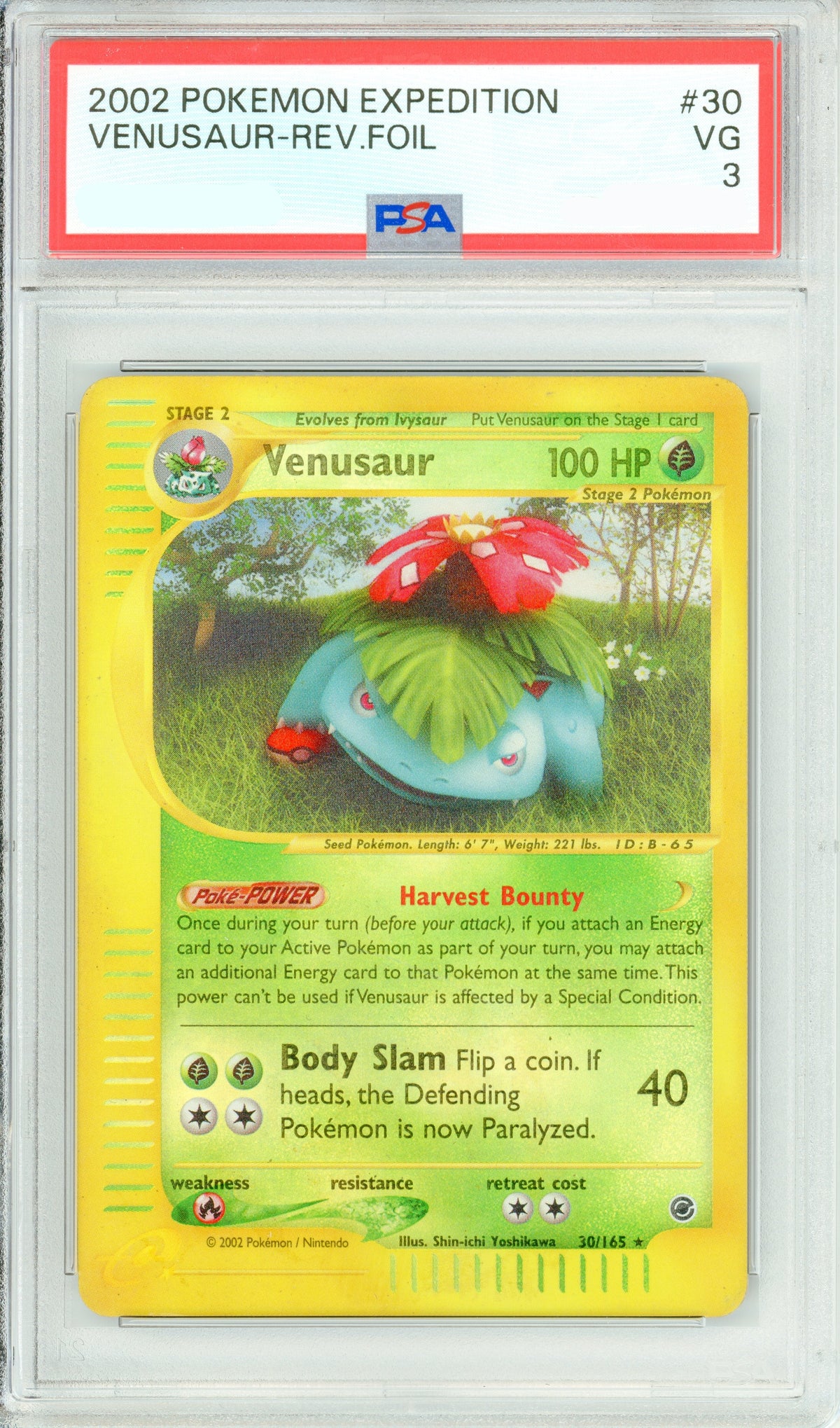 Pokemon Graded: Venusaur 30/165 Expedition (2002) Reverse Foil PSA 3