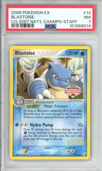 Pokemon Graded: Blastoise 14/100 National Championships STAFF (2006) Stamped PSA 7