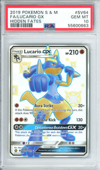 Pokemon Graded: Lucario GX SV64/SV94 Hidden Fates (2019) Full Art PSA 10
