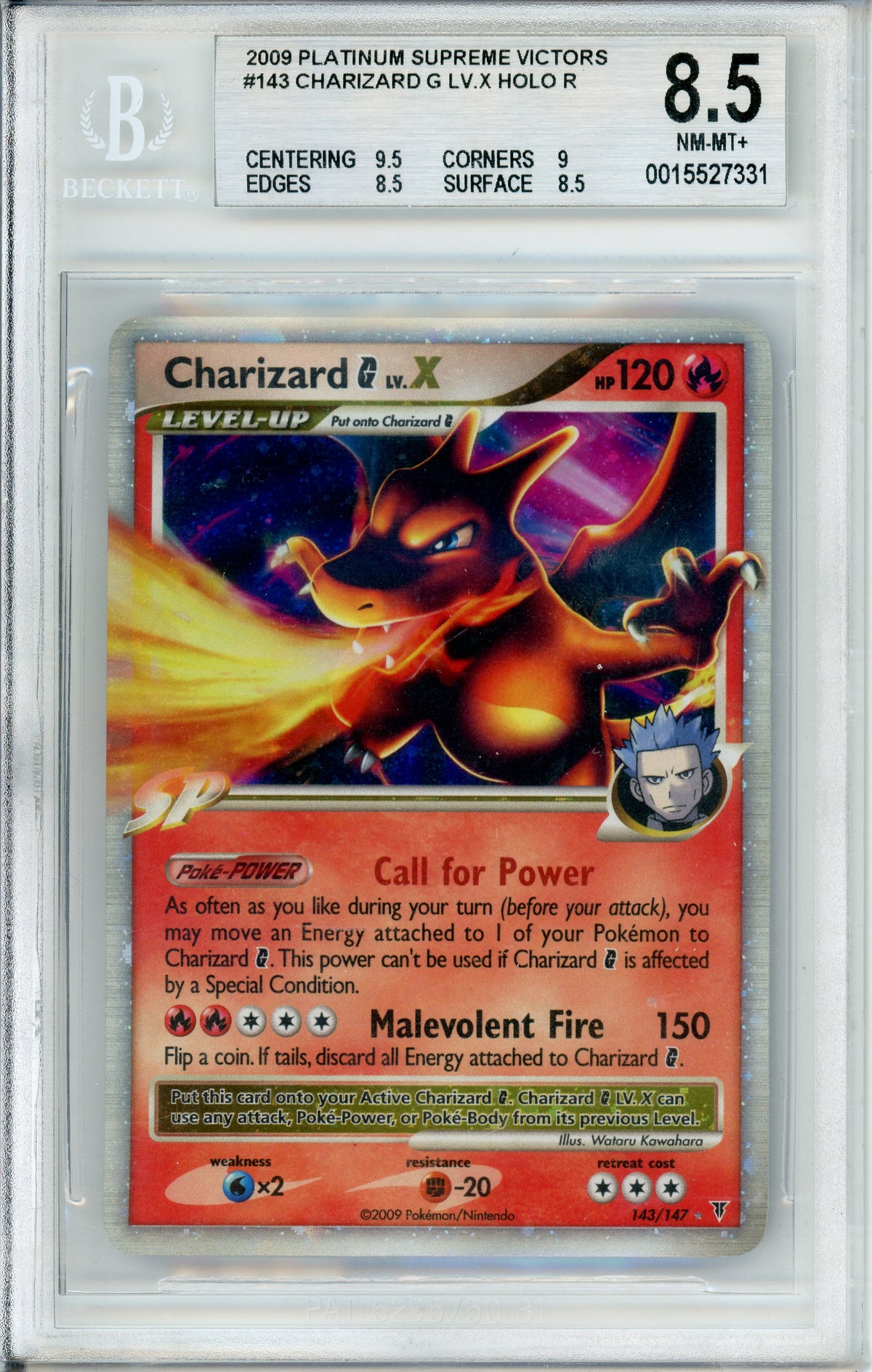 Pokemon Graded: Charizard 143/147 Platinum Supreme Victors (2009) Holo Beckett 8.5