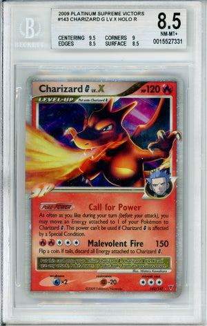 Pokemon Graded: Charizard 143/147 Platinum Supreme Victors (2009) Holo Beckett 8.5