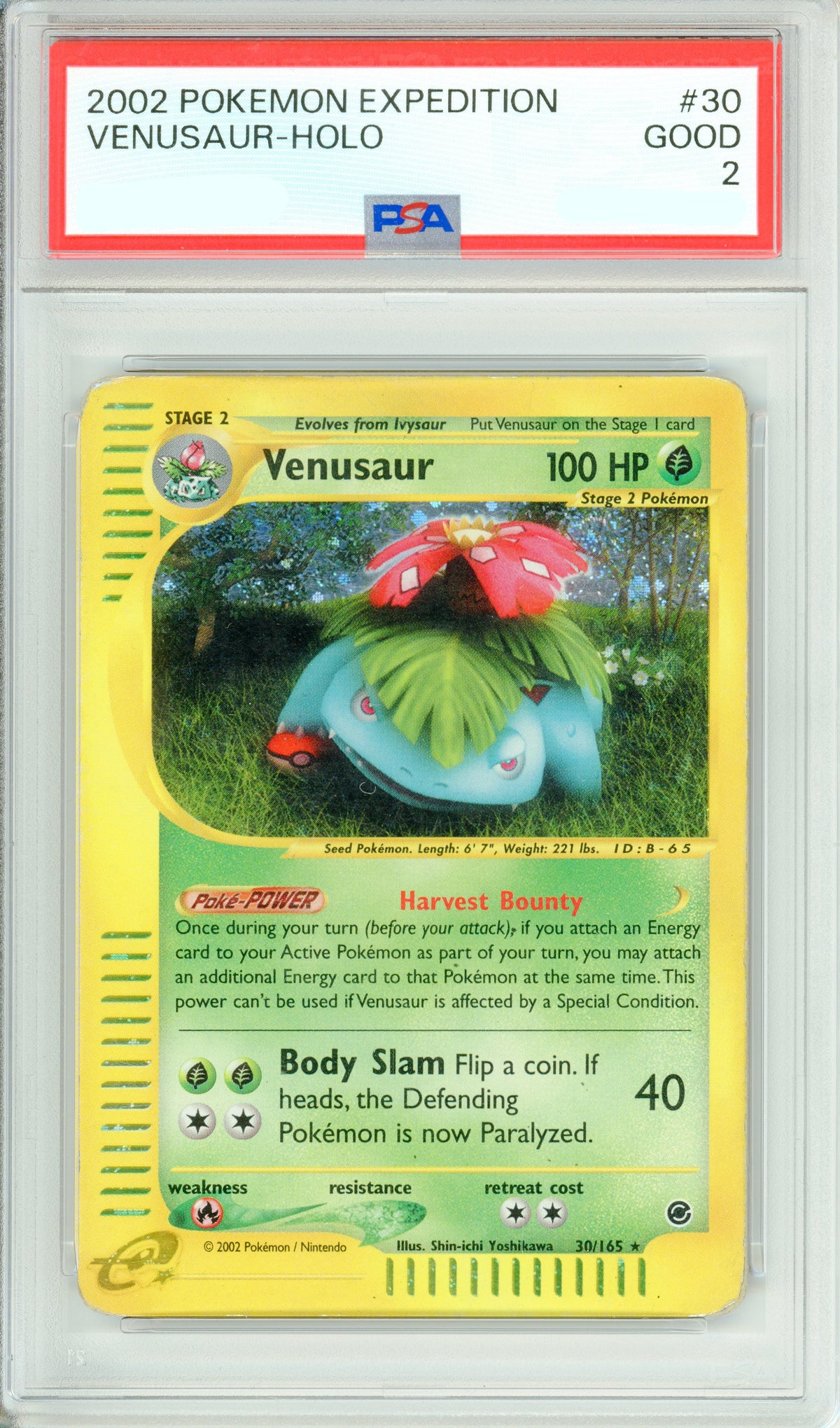 Pokemon Graded: Venusaur 30/165 Expedition (2002) Holo PSA 2