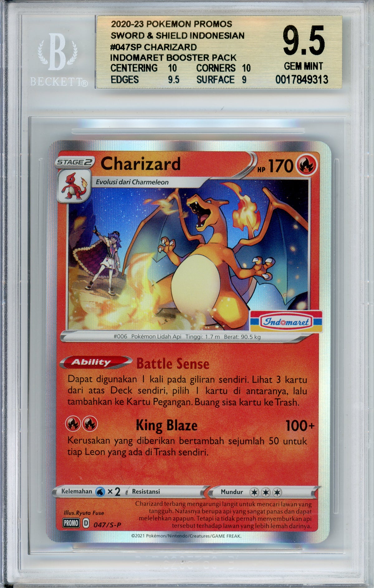 Pokemon Graded: Indonesian Charizard #47 Indomaret Promo (2021) Beckett 9.5