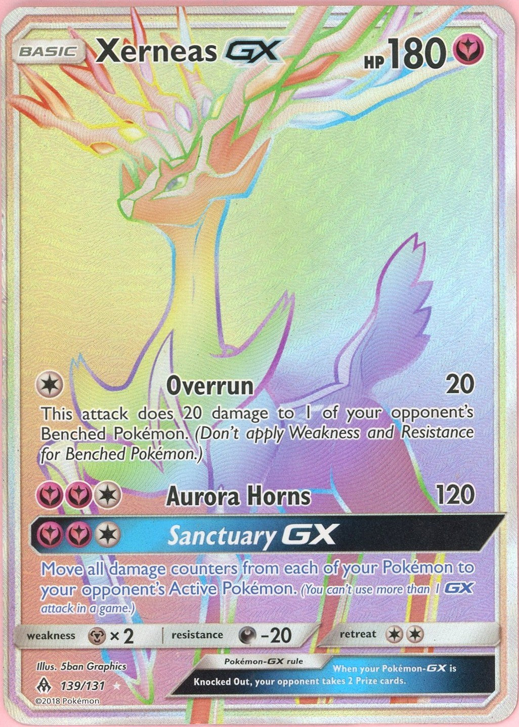 rare pokemon cards 2018 Pokemon Single: Xerneas GX 139/131 Forbidden Light (2018) Secret Rare – Double Infinity Gaming