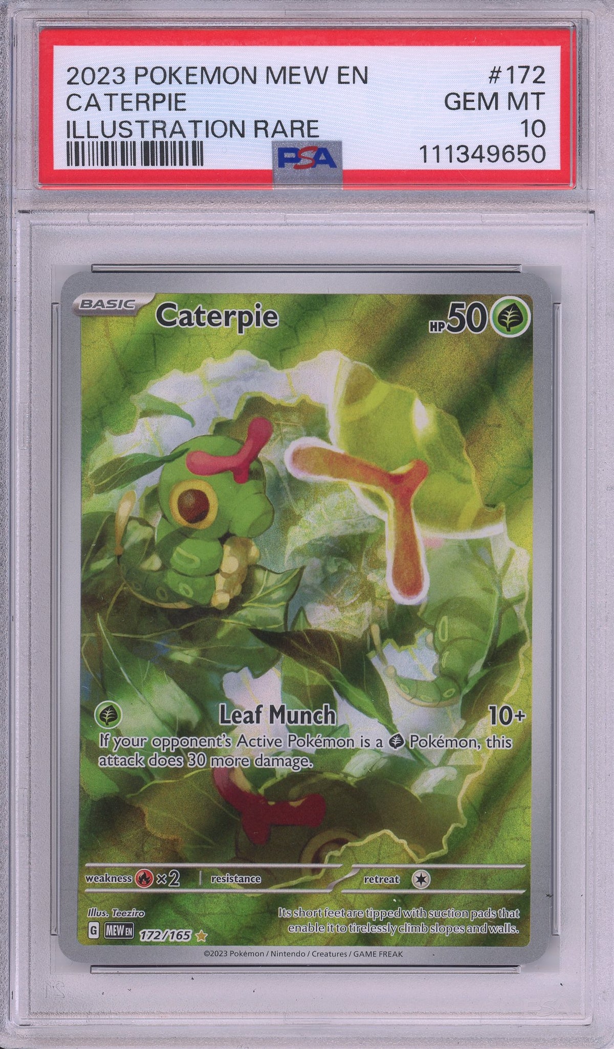 Pokemon Graded: Caterpie 172/165 Scarlet & Violet 151 (2023) Illustration Rare Holo PSA 10