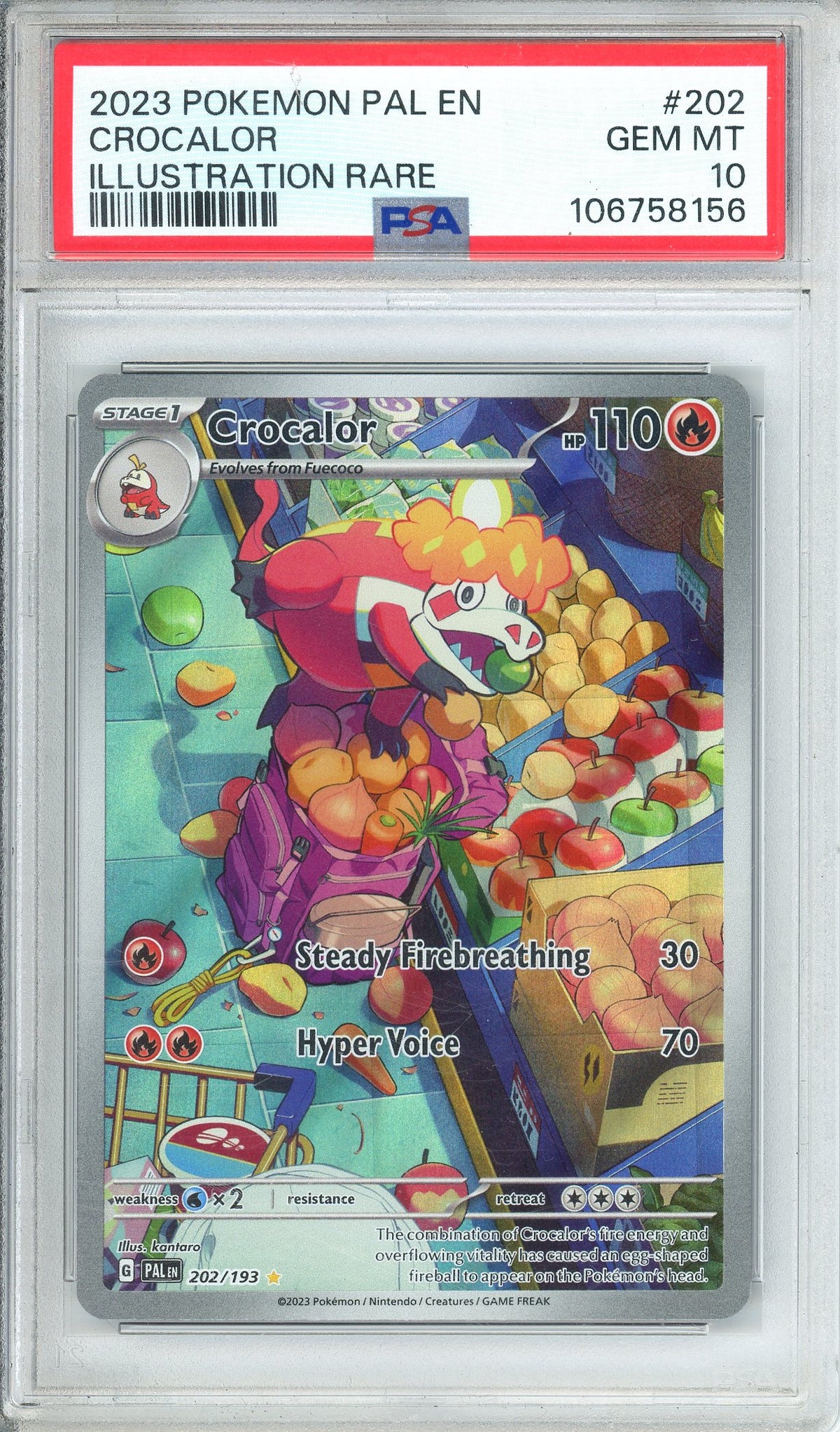 Pokemon Graded: Crocalor 202/193 Paldea Evolved (2023) IR PSA 10