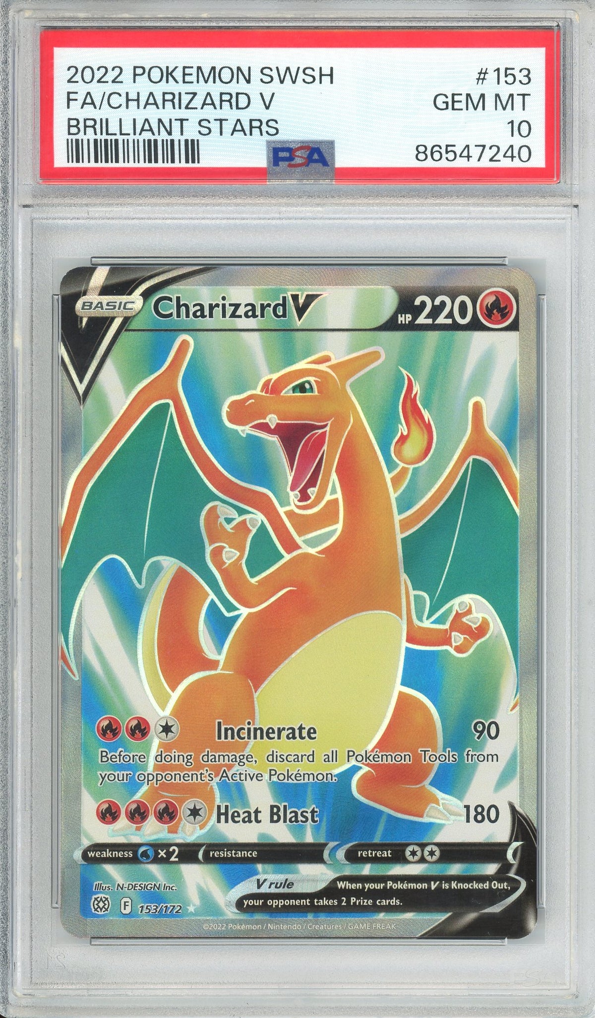 Pokemon Graded: Charizard V 153/172 Brilliant Stars (2022) Holo PSA 10