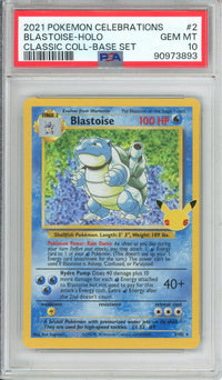 Pokemon Graded: Blastoise 2/102 Celebrations Classic Collection Base Set (2021) Holo PSA 10