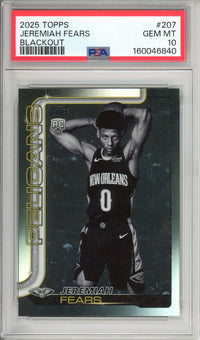Topps Graded: Jeremiah Fears #207 Blackout (2025) PSA 10