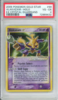 Pokemon Graded: Alakazam Gold Star 99/100 EX Crystal Gaurdians (2006) Holo PSA 4