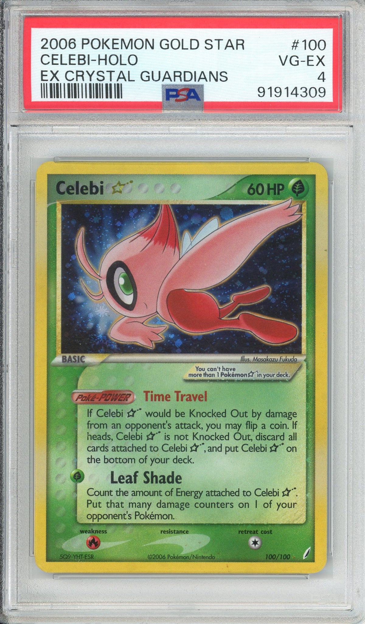 Pokemon Graded: Celebi Gold Star 100/100 EX Crystal Gaurdians (2006) Holo PSA 4
