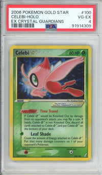 Pokemon Graded: Celebi Gold Star 100/100 EX Crystal Gaurdians (2006) Holo PSA 4