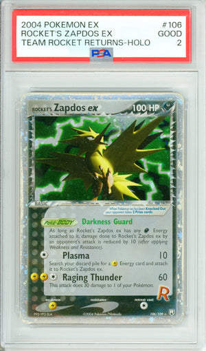 Pokemon Graded: Rocket's Zapdos 106/109 Team Rocket Returns (2004) Holo PSA 2