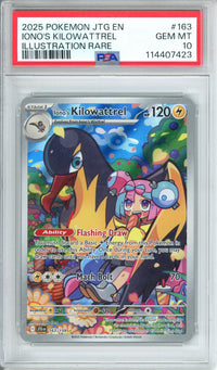 Pokemon Graded: JP Iono's Kilowattrel 163/159 Journey Together (2025) IR Holo PSA 10