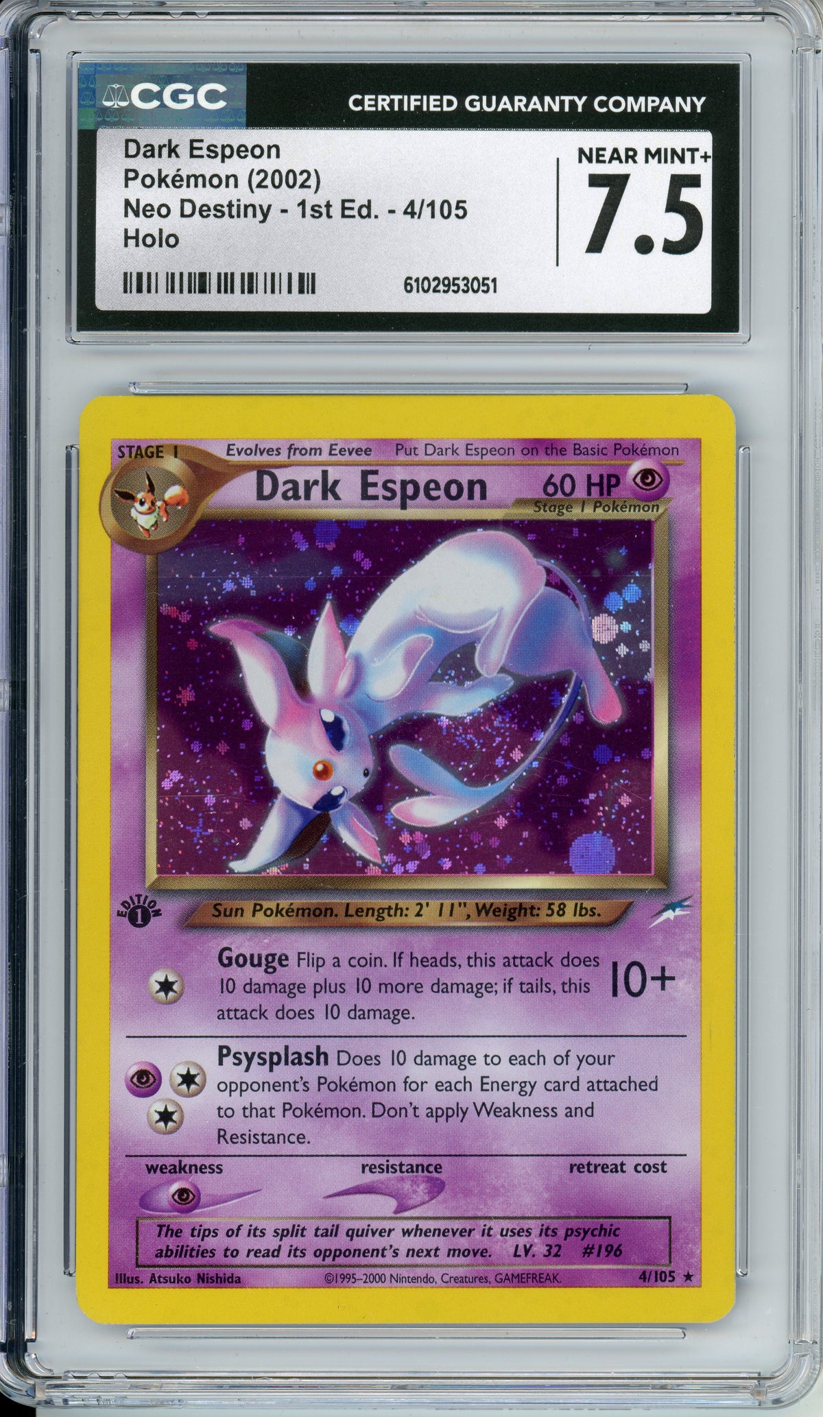 Pokemon Graded: Dark Espeon 4/105 Neo Destiny 1st Edition (2002) Holo CGC 7.5