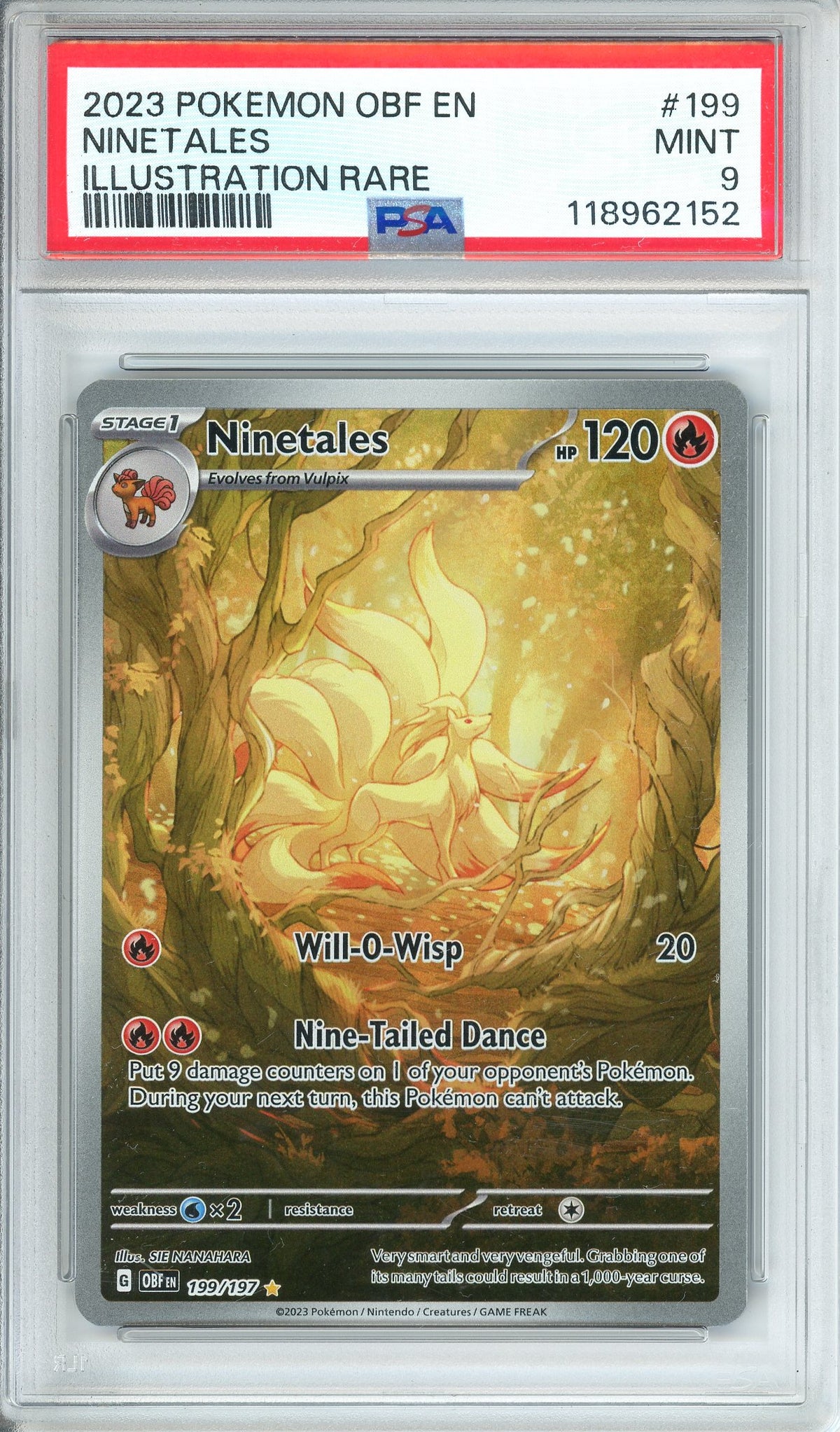 Pokemon Graded: Ninetales 199/197 Obsidian Flames (2023) IR Holo PSA 9