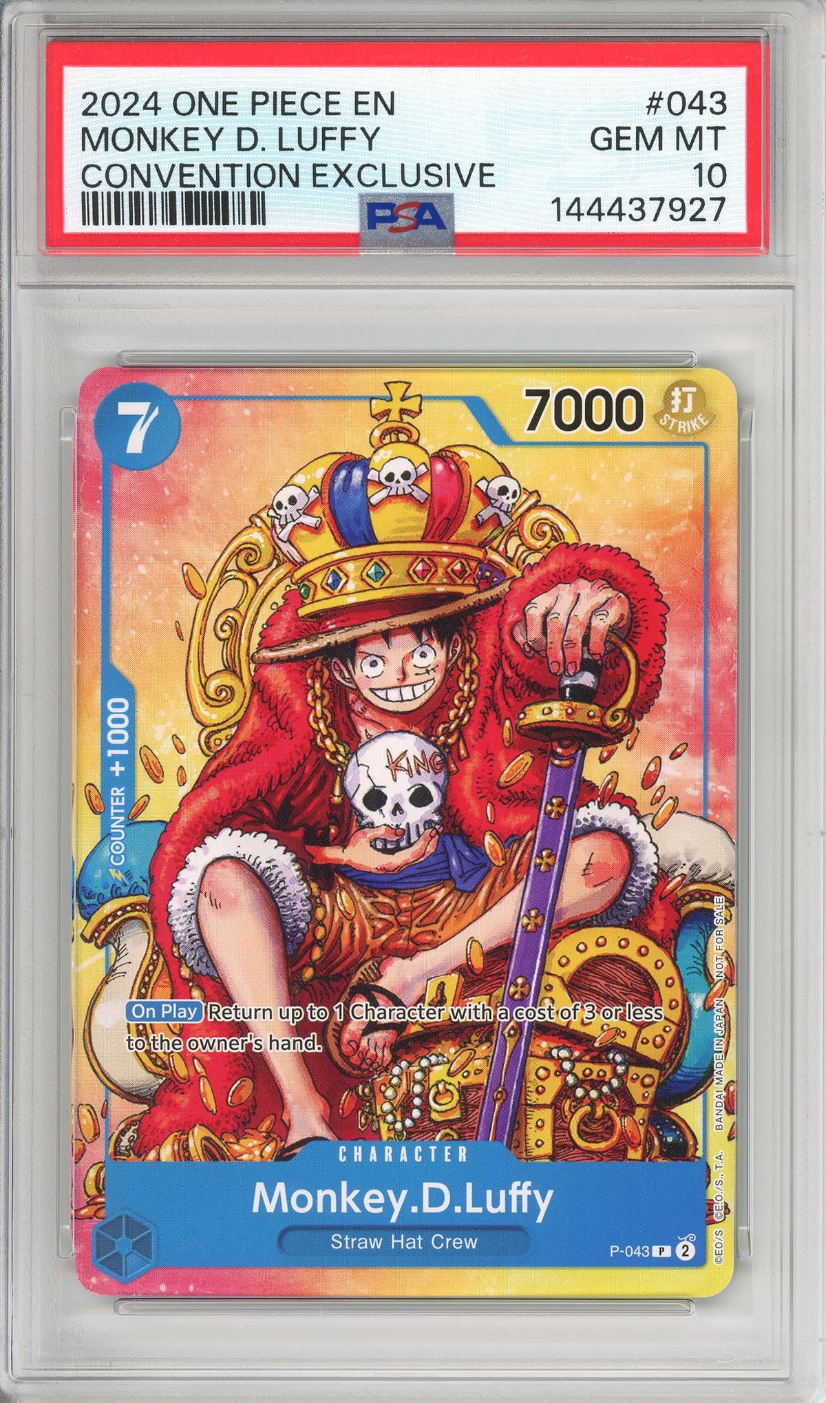 One Piece Graded: Monkey D. Luffy P-043 Convention Exclusive (2024) PSA 10