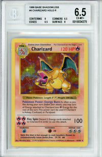 Pokemon Graded: Charizard 4/102 Base Set Shadowless (1999) Holo Beckett 6.5
