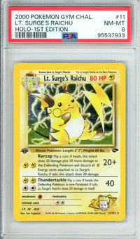 Pokemon Graded: Lt. Surge's Raichu 1st Edition 11/132 Gym Challenge (2000) Holo PSA 8