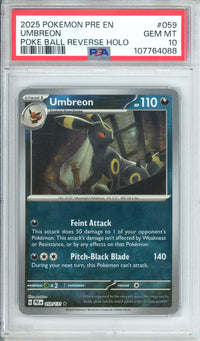 Pokemon Graded: Umbreon 59/131 Prismatic Evolutions (2025) Poke Ball Reverse Holo PSA 10