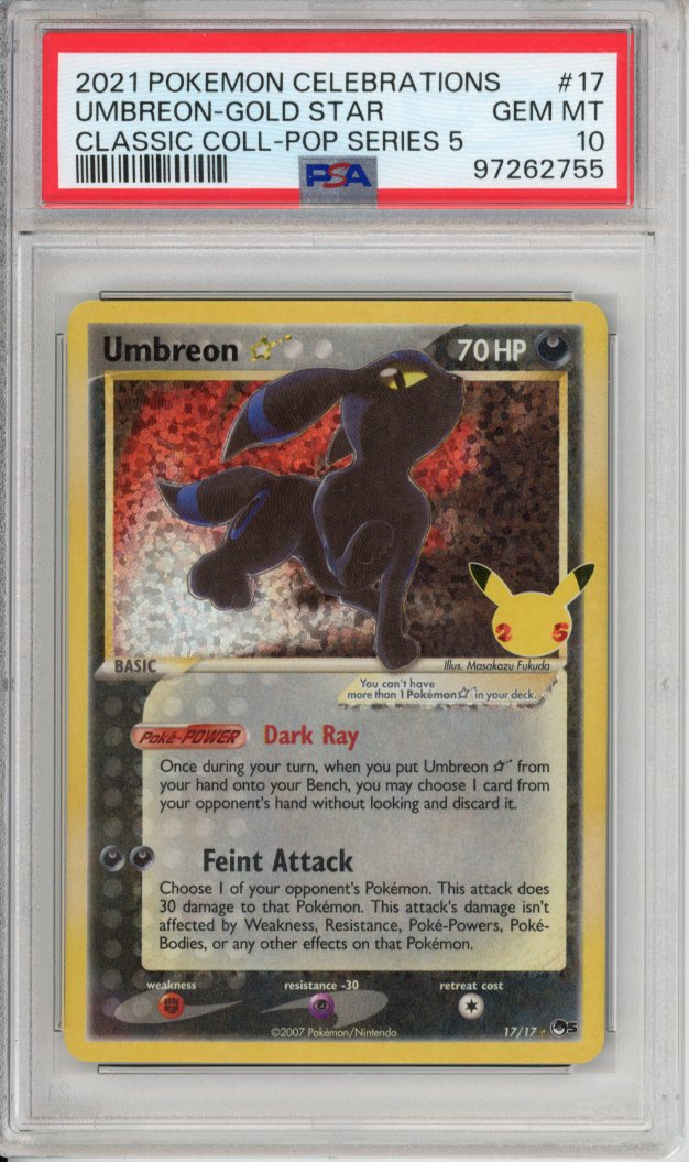 Pokemon Graded: Umbreon Gold Star [Classic Collection] Celebrations PSA 10