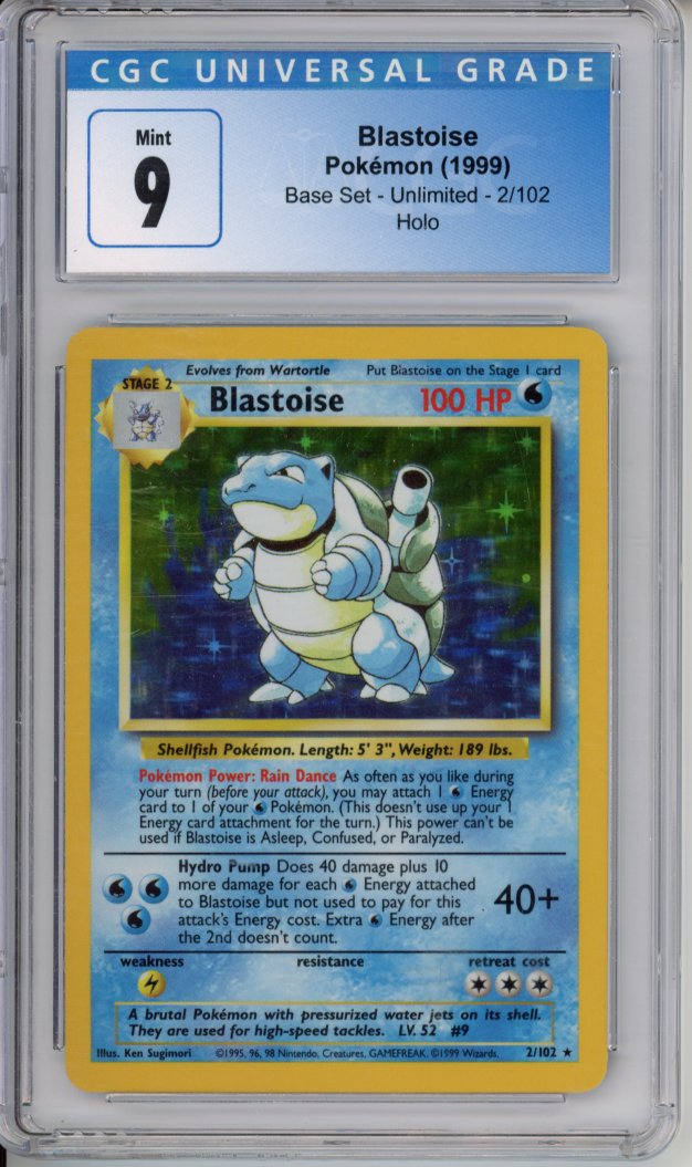 Pokemon Graded: Base Set Unlimited Blastoise CGC 9