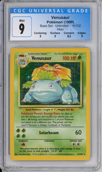 Pokemon Graded: Base Set Unlimited Venusaur CGC 9