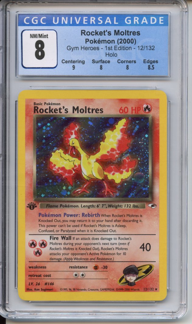 Pokemon Graded: Rocket's Moltres 1st Edition 12/132 Gym Heroes