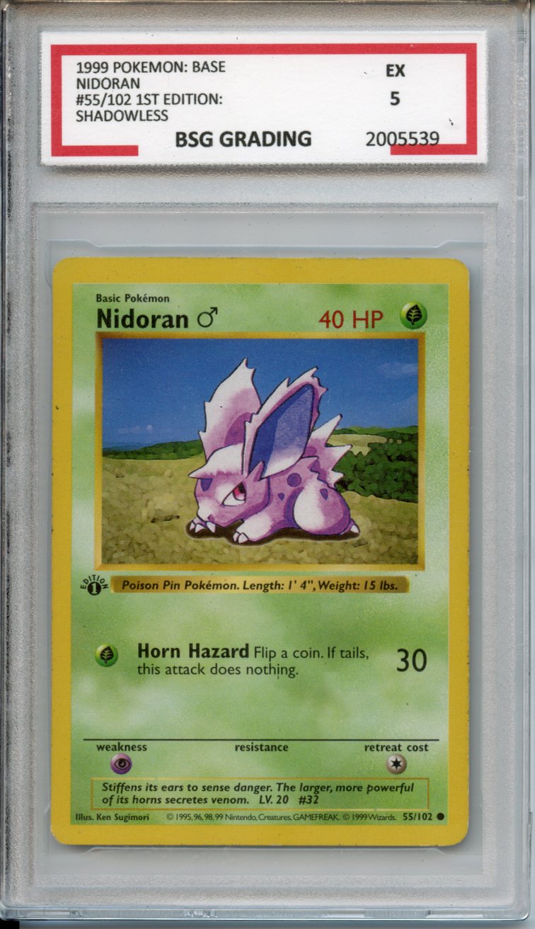 Pokemon Graded: Shadowless 1st Edition Nidoran ♂ BSG 5