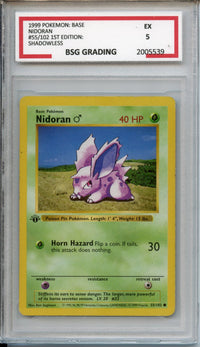 Pokemon Graded: Shadowless 1st Edition Nidoran ♂ BSG 5