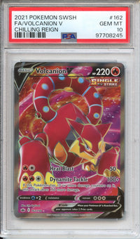 psa graded pokemon cards amazon Pokemon Graded: Volcanion V 162/198 Chilling Reign (2021) Holo Rare PS – Double Infinity Gaming
