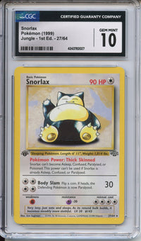 Pokemon Graded: 1st Edition Snorlax NH CGC 10