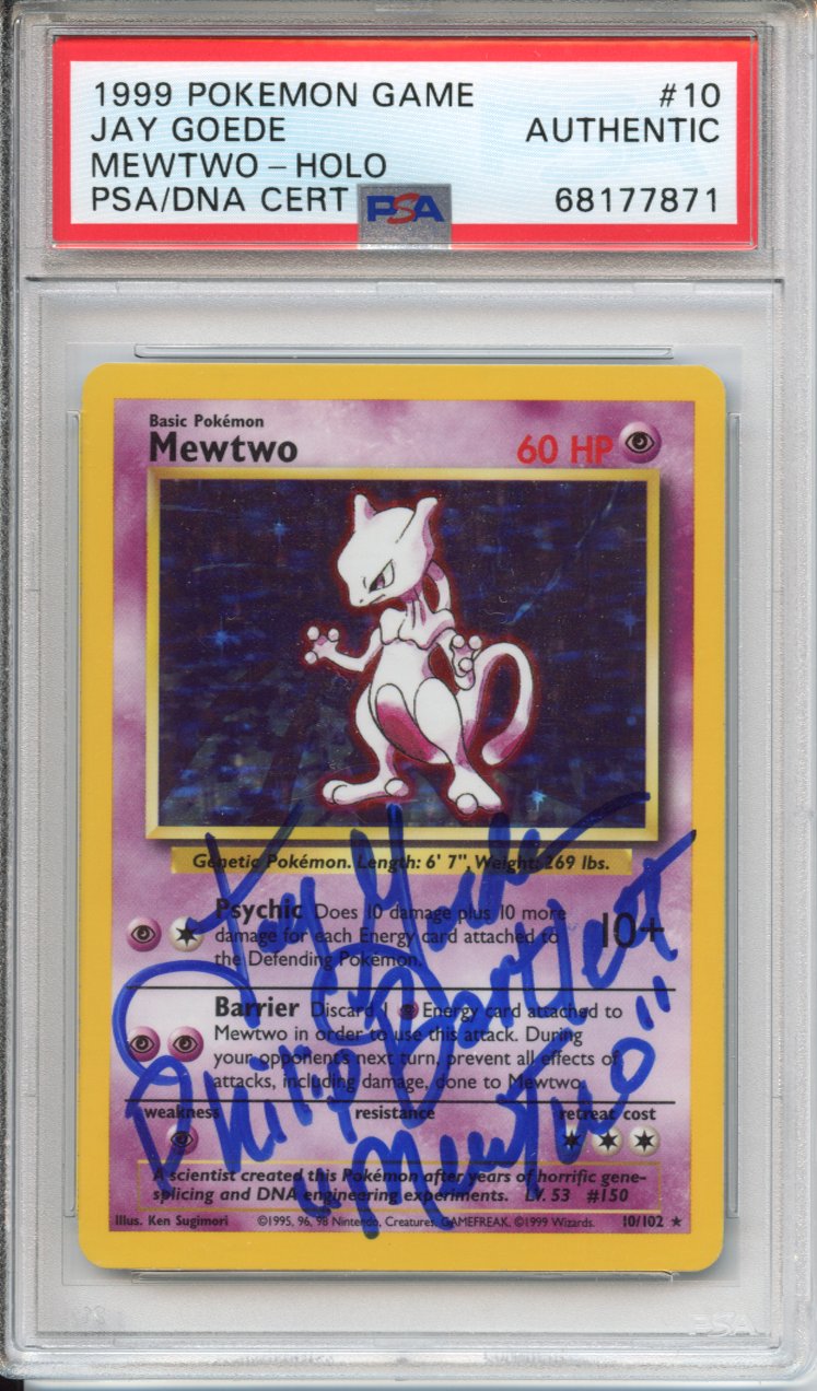 Pokemon Graded: (Signed Jay Goede) Base Set Mewtwo PSA Authentic