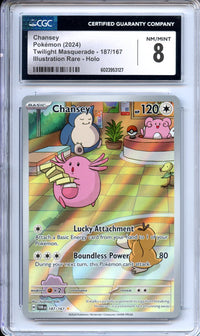 rare chansey pokemon card Pokemon Graded: Chansey 187/167 Twilight Masquerade (2024) IR Holo CGC – Double Infinity Gaming