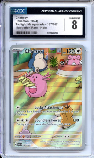 chansey shiny pokemon card Pokemon Graded: Chansey 187/167 Twilight Masquerade (2024) IR Holo CGC – Double Infinity Gaming