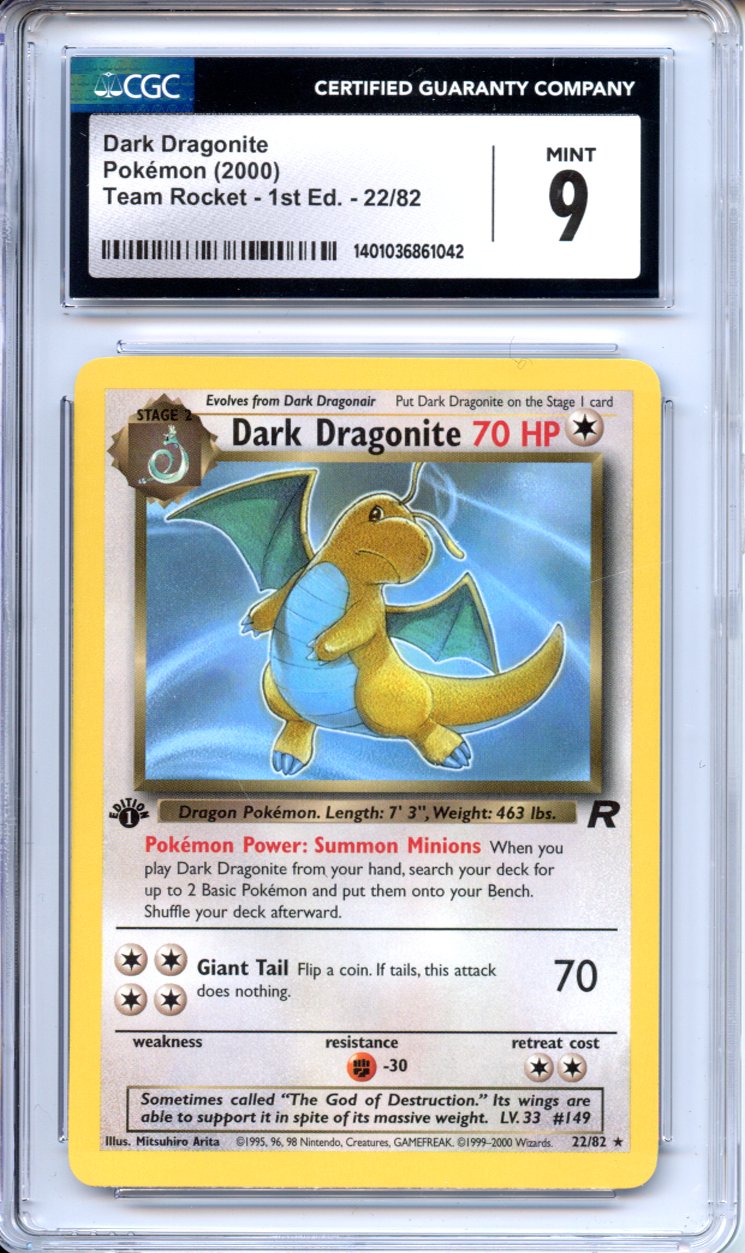 Pokemon Graded: 1st Edition Dark Dragonite NH CGC 9