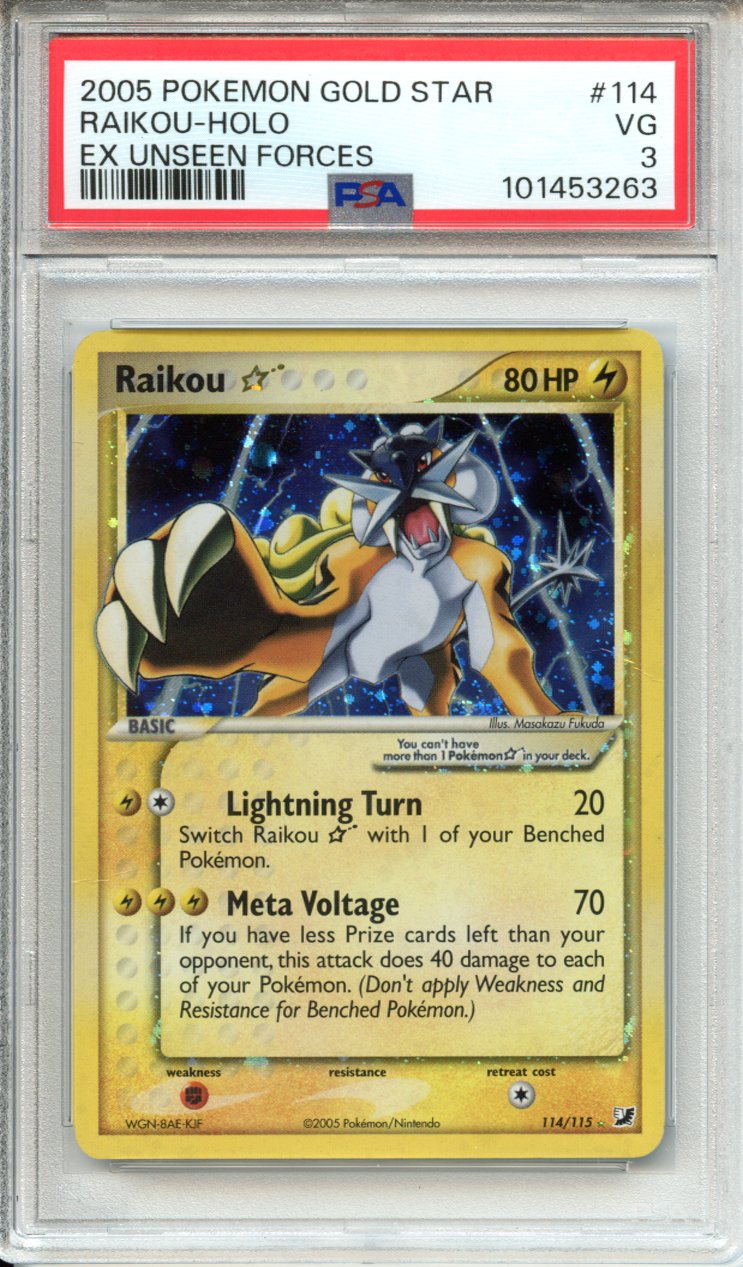 Pokemon Graded: Gold Star Raikou PSA 3
