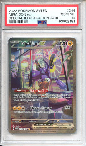 Pokemon Graded: Miraidon ex 244/198 Scarlet & Violet Base Set (2023) SIR Holo PSA 10 Pokemon Graded: Miraidon ex 244/198 Scarlet & Violet Base Set (2023) SIR Holo PSA 10