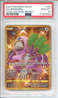 Pokemon Graded: Oranguru 199/185 Vivid Voltage (2020) Gold Secret Rare PSA 10