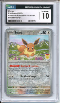 Pokemon Graded: Eevee 74/131 Prismatic Evolutions Pokemon Day Promo Holo (2025) CGC 10